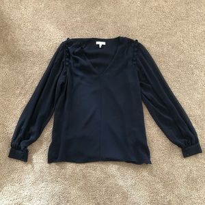 Reiss Navy Button Blouse Size Small